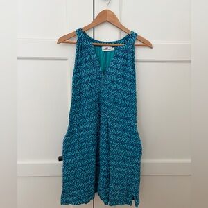 Vineyard Vines Teal & Navy Geometric Print Sleeveless Dress – S